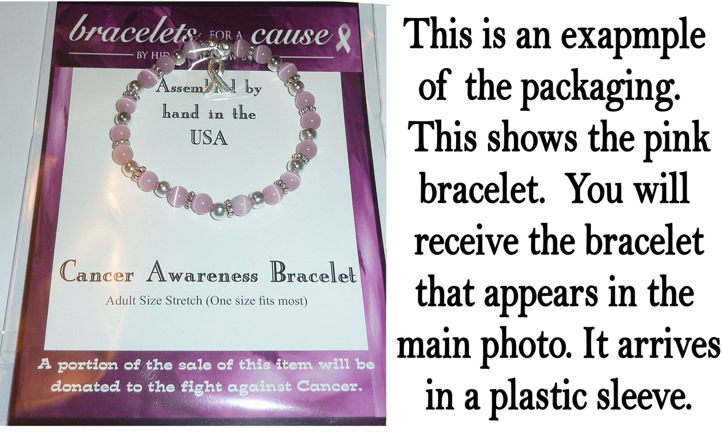 Lavender (Cancer survivors and general cancer awareness) Packaged Cancer Awareness Bracelet 6mm - Stretch (will stretch to fit most Adults)