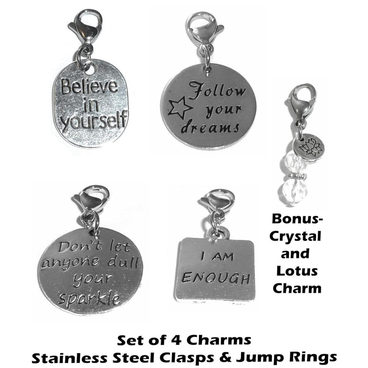 Believe In Yourself Mix Clip On Charms - Inspirational Charms Clip On Anywhere