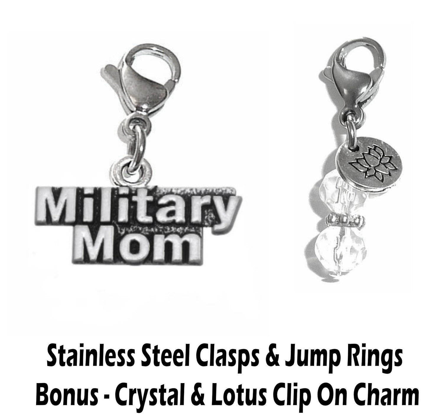 Military Mom Clip On Charm - Family Charms Clip On Anywhere