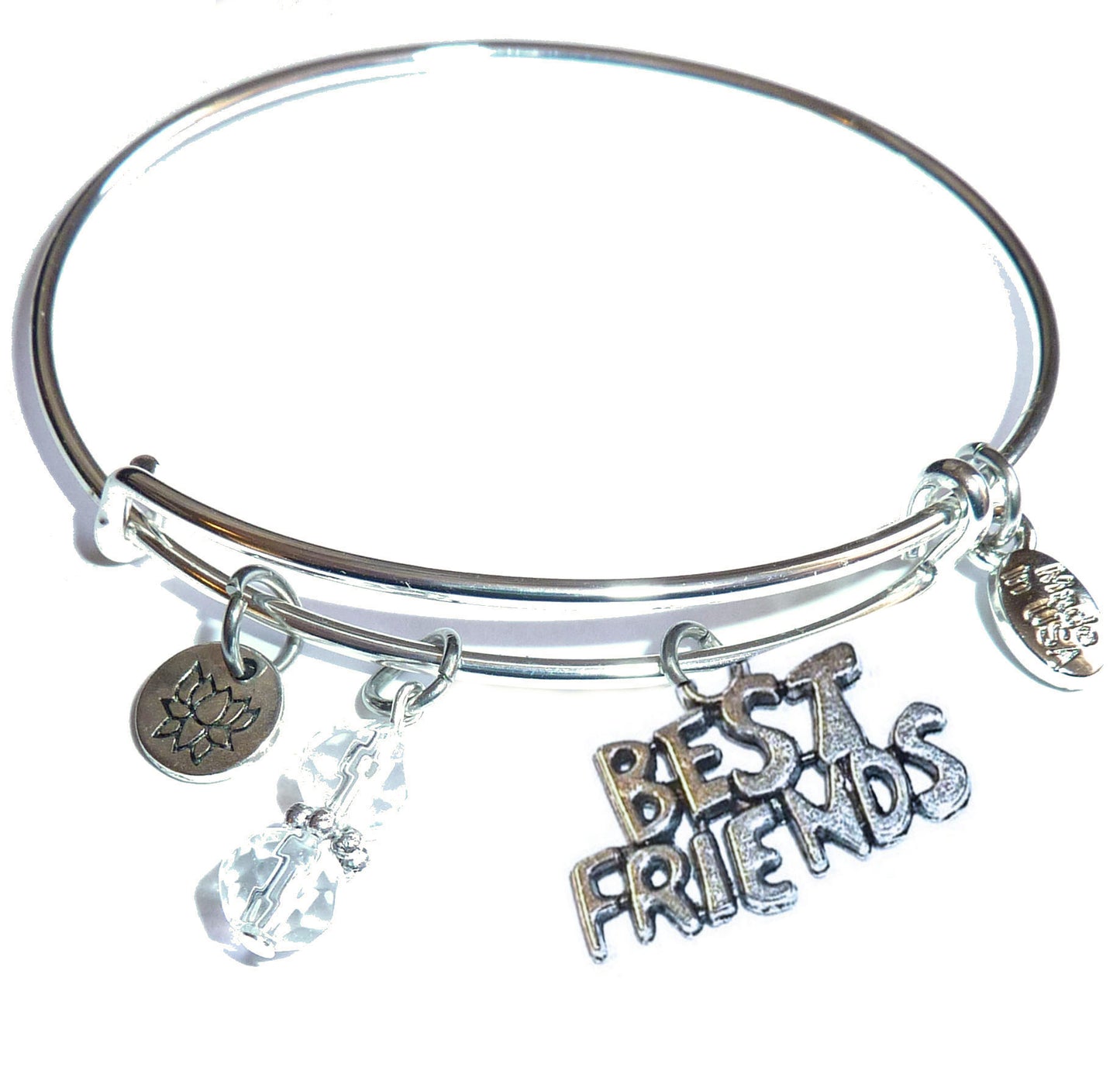 Best Friend - Message Bangle Bracelet - Expandable Wire Bracelet– Comes in a gift box