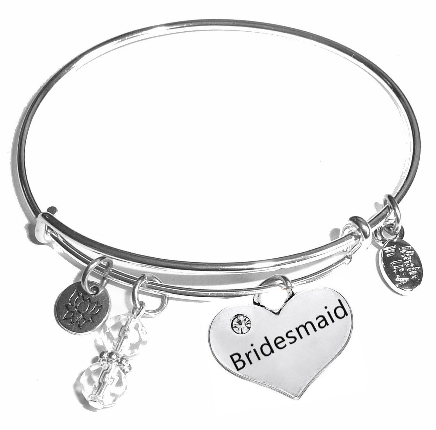 Bridesmaid - Message Bangle Bracelet - Expandable Wire Bracelet– Comes in a gift box