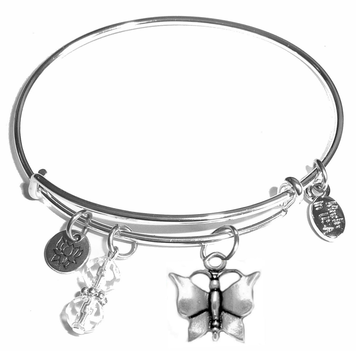 Butterfly - Message Bangle Bracelet - Expandable Wire Bracelet– Comes in a gift box