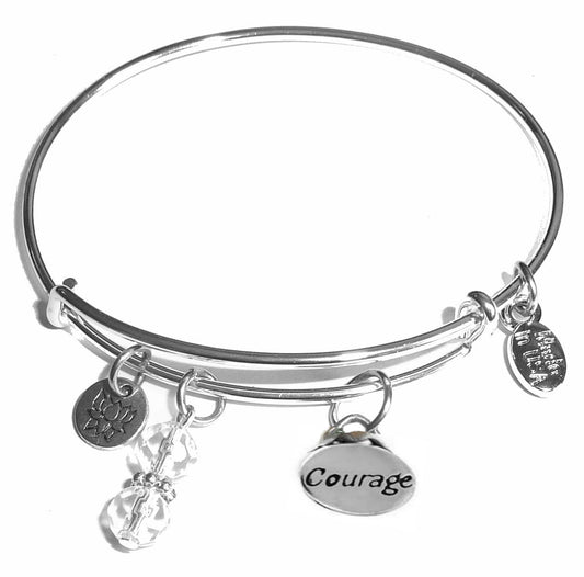 Courage - Message Bangle Bracelet - Expandable Wire Bracelet– Comes in a gift box