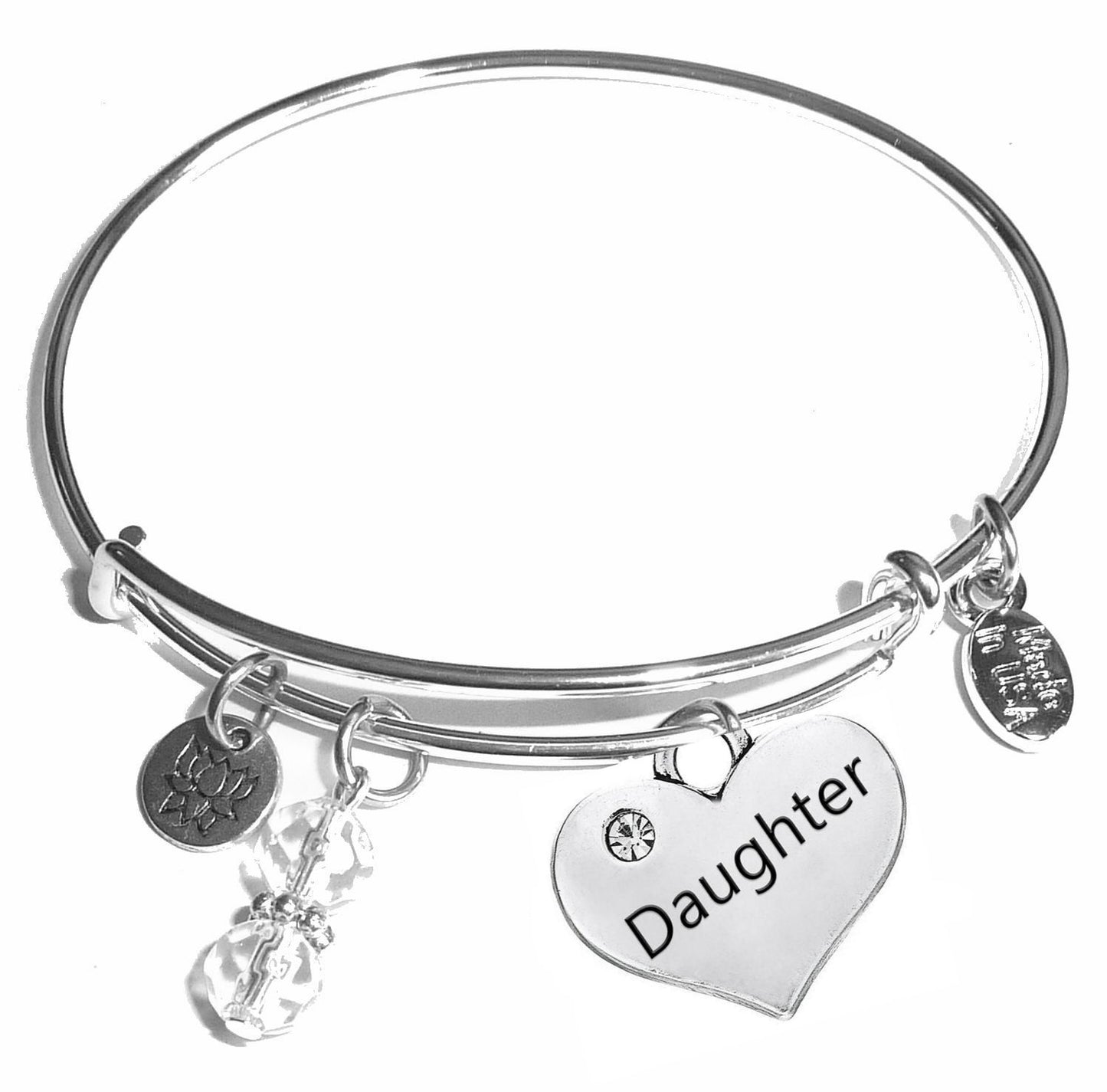 Daughter - Message Bangle Bracelet - Expandable Wire Bracelet– Comes in a gift box