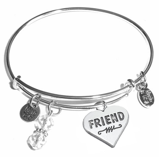 Friends - Message Bangle Bracelet - Expandable Wire Bracelet– Comes in a gift box