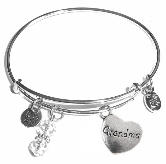 Grandma - Message Bangle Bracelet - Expandable Wire Bracelet– Comes in a gift box