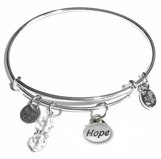 Hope - Message Bangle Bracelet - Expandable Wire Bracelet– Comes in a gift box