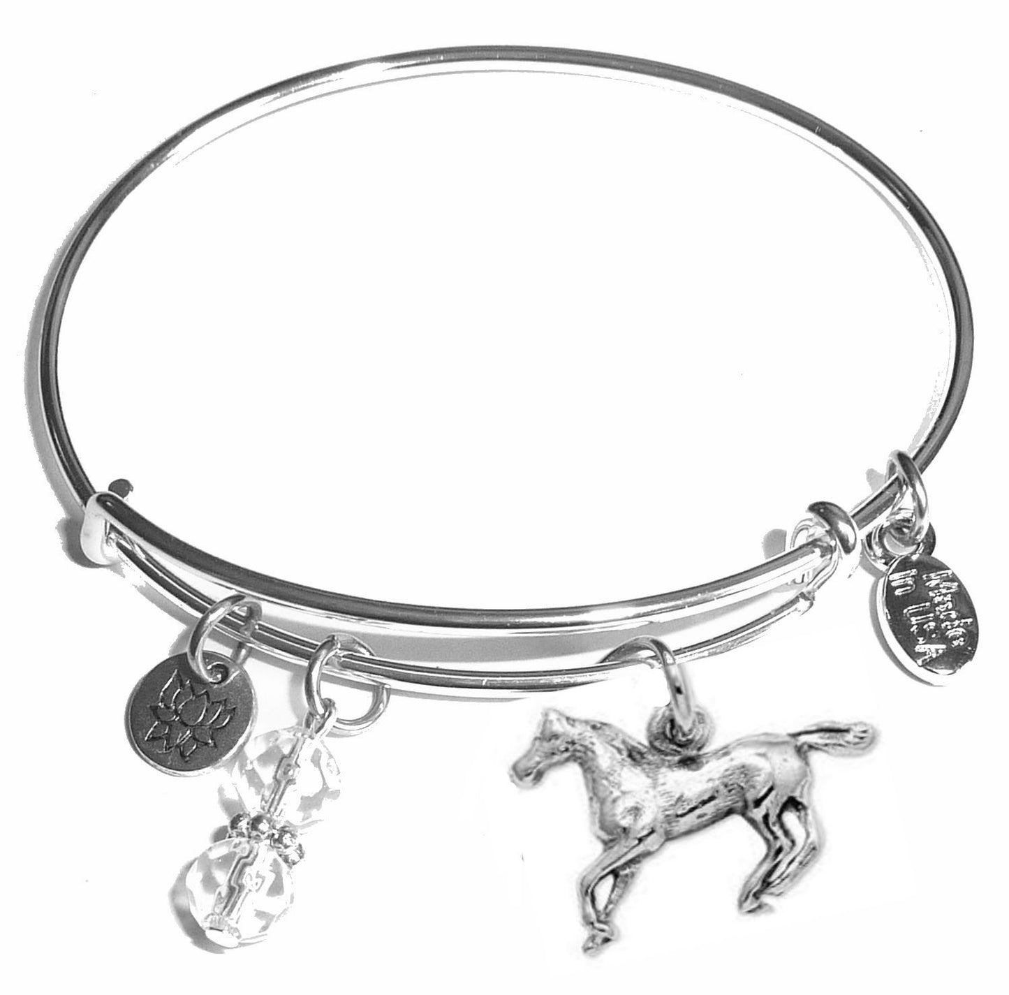 Horse - Message Bangle Bracelet - Expandable Wire Bracelet– Comes in a gift box