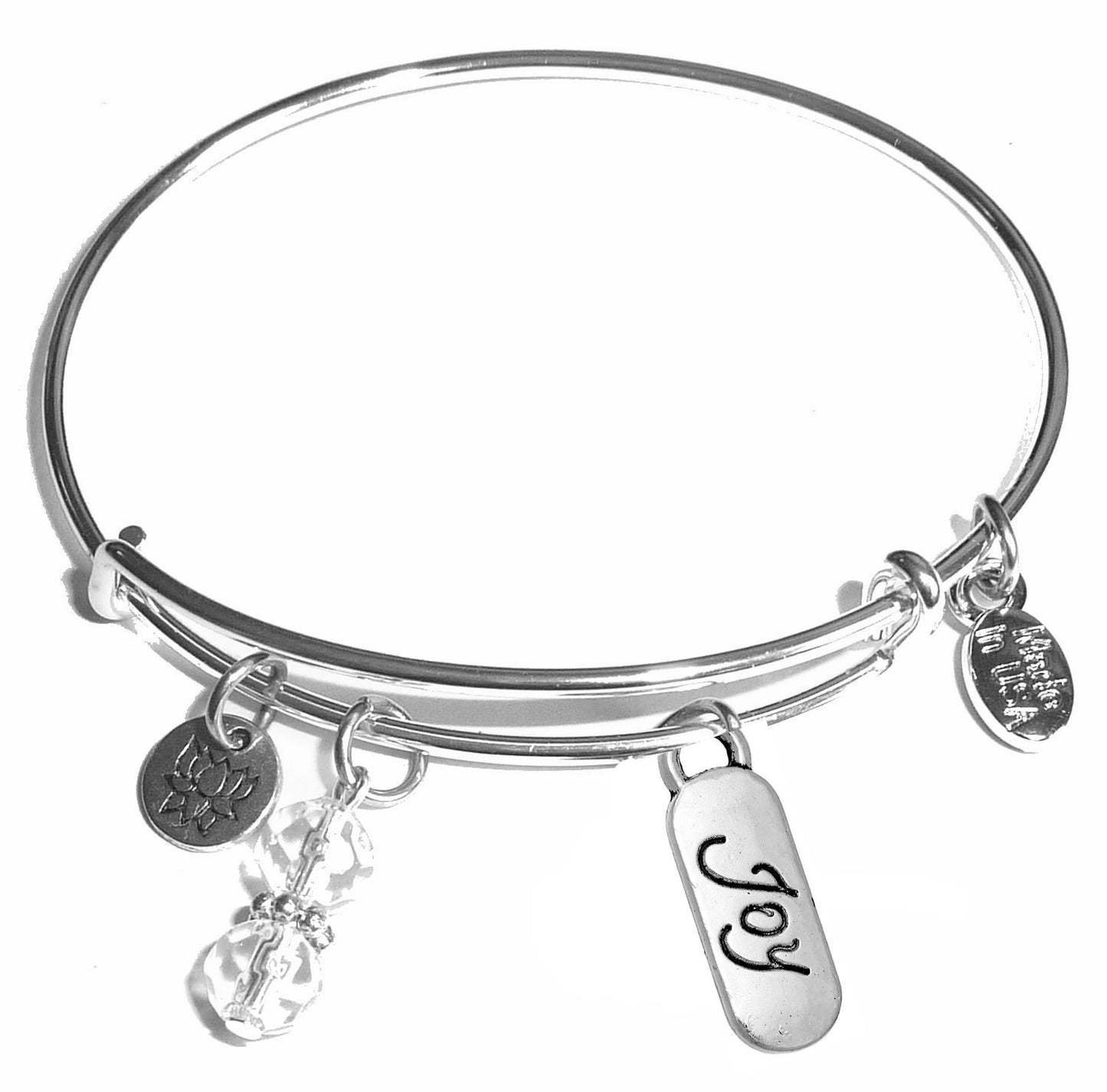 Joy - Message Bangle Bracelet - Expandable Wire Bracelet– Comes in a gift box