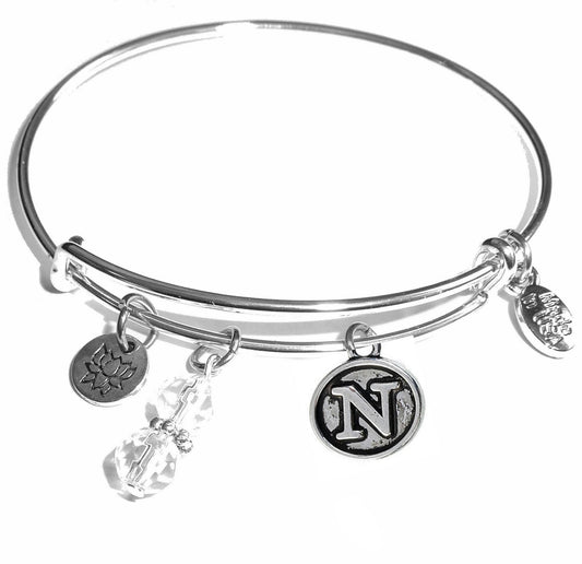 N - Initial Bangle Bracelet -Expandable Wire Bracelet– Comes in a gift box