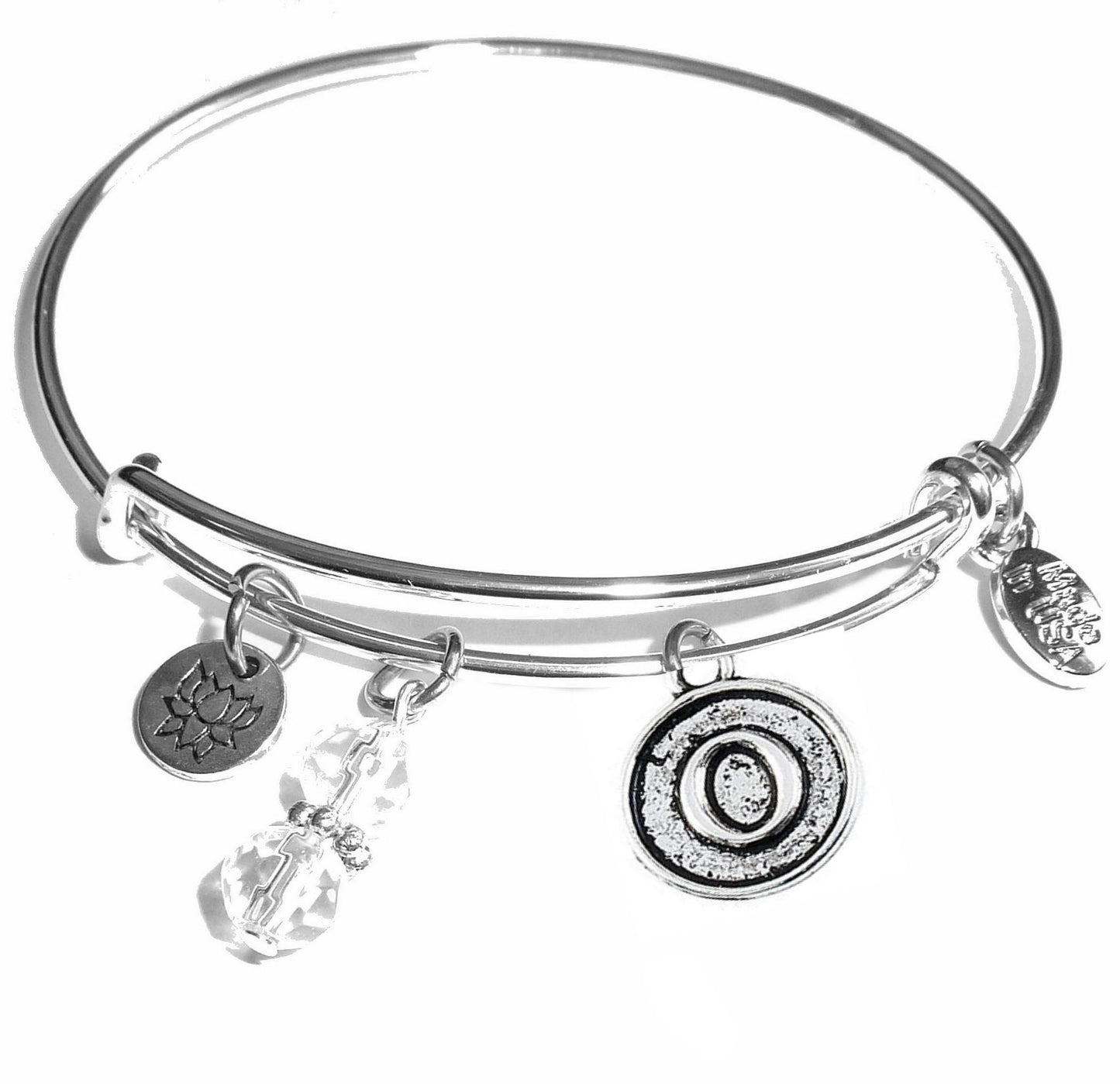 O - Initial Bangle Bracelet -Expandable Wire Bracelet– Comes in a gift box