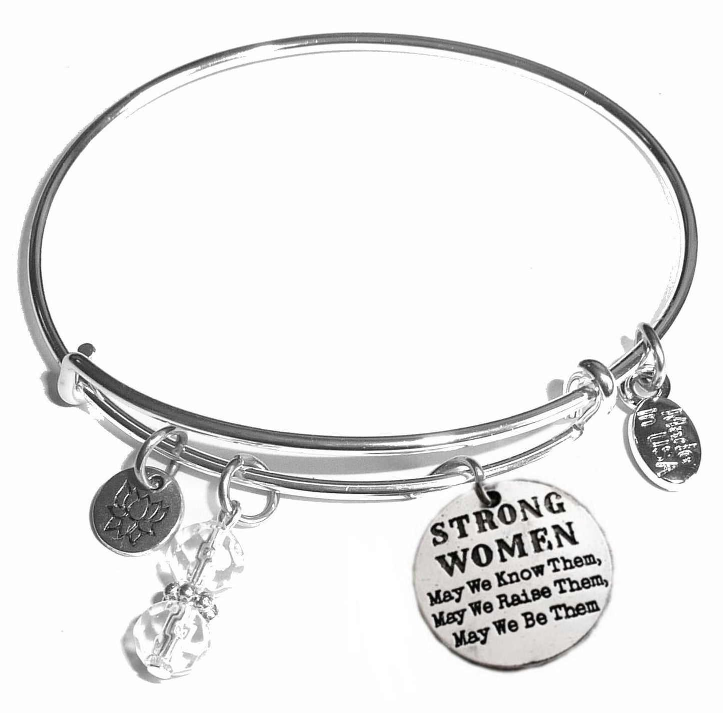 Strong Women - Message Bangle Bracelet - Expandable Wire Bracelet– Comes in a gift box