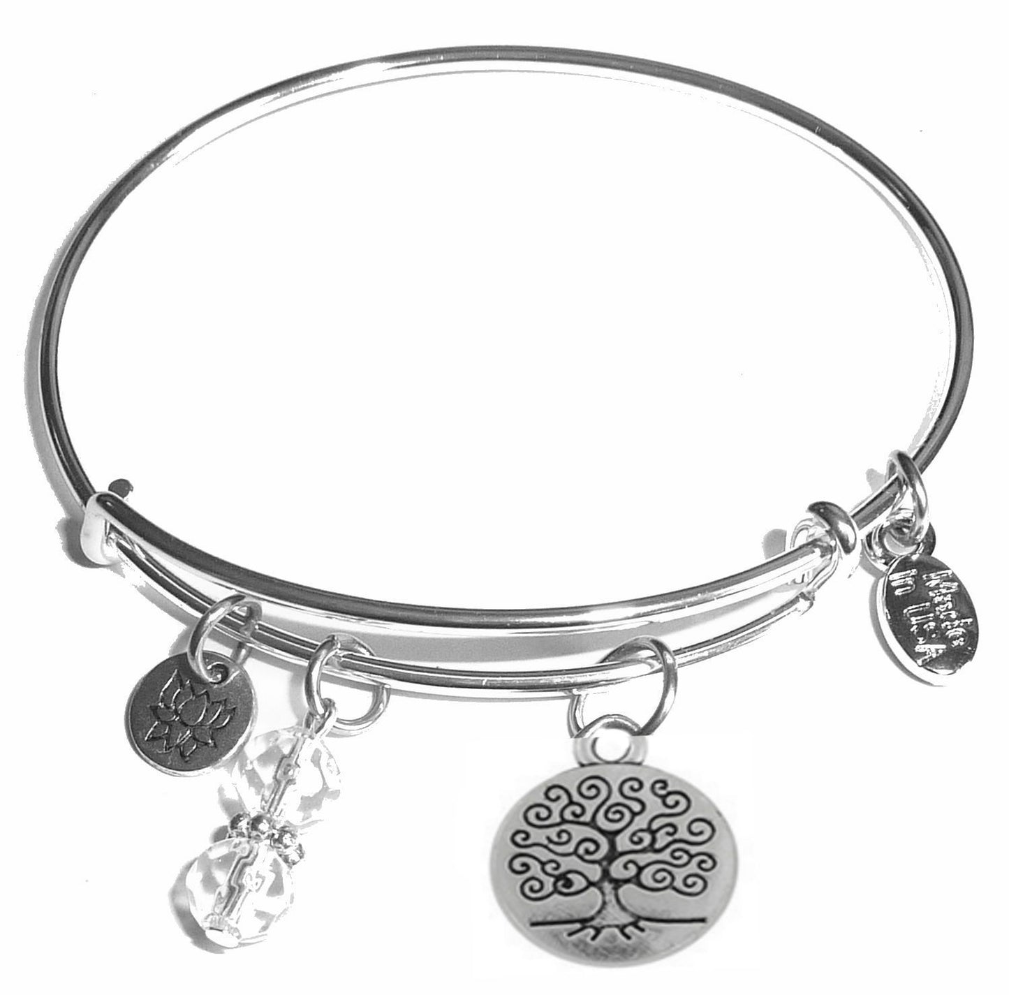 Tree of Life - Message Bangle Bracelet - Expandable Wire Bracelet– Comes in a gift box