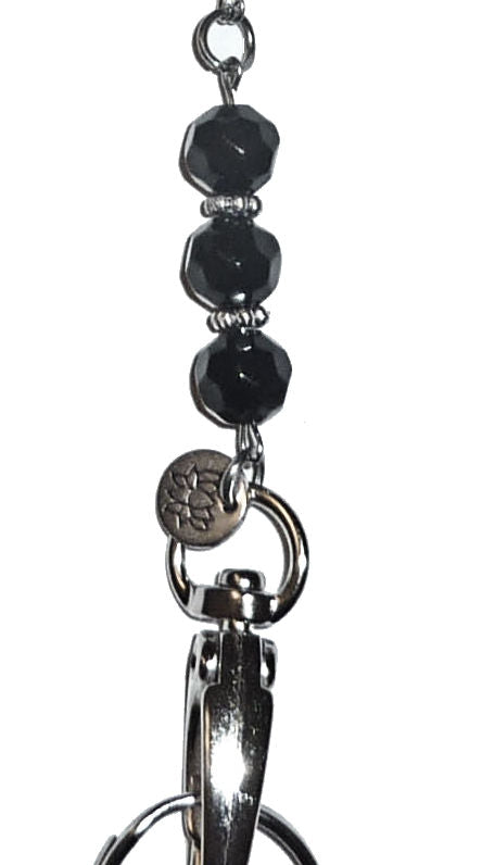 Black Beaded Chain Lanyard - ID Badge Holder (Magnetic Breakaway - Safer)