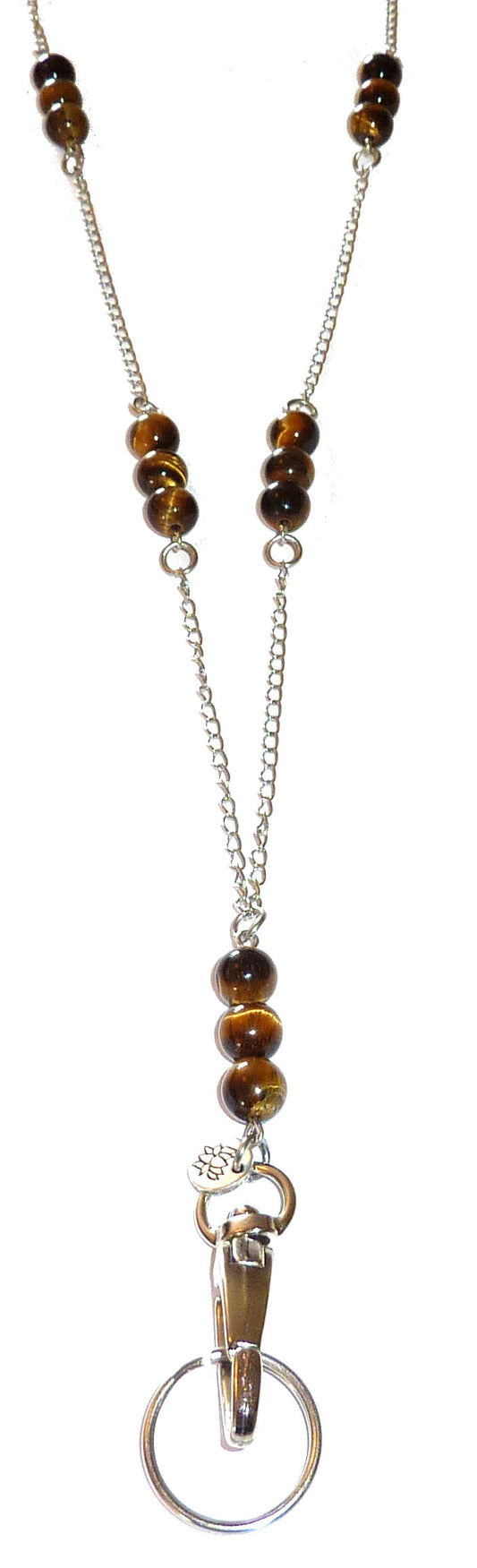 Tigers Eye Beaded Chain Lanyard - ID Badge Holder (Magnetic Breakaway - Safer)