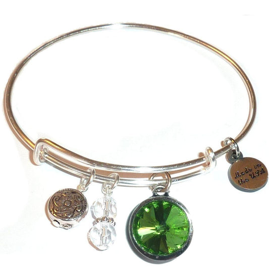 August - Birthstone Bangle Bracelet - Expandable Wire Bracelet– Comes in a gift box