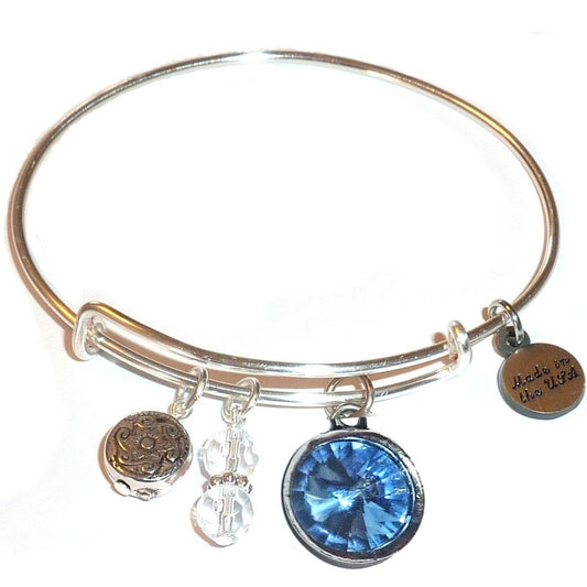 December - Birthstone Bangle Bracelet - Expandable Wire Bracelet– Comes in a gift box