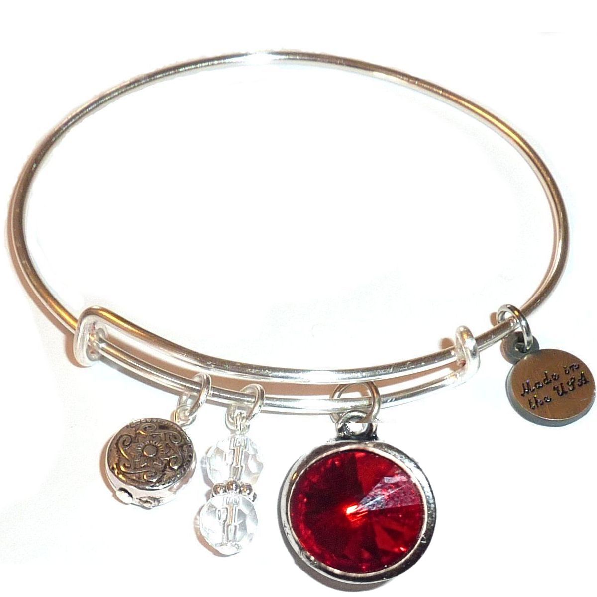 July - Birthstone Bangle Bracelet - Expandable Wire Bracelet– Comes in a gift box