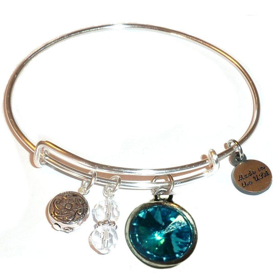 March - Birthstone Bangle Bracelet - Alex and Ani style– Comes in a gift box