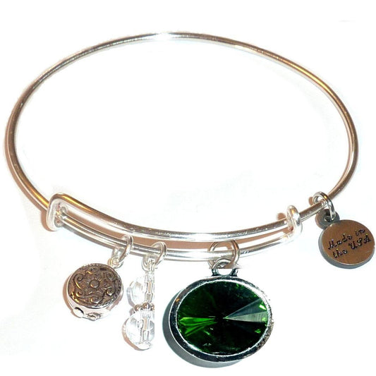 May - Birthstone Bangle Bracelet - Expandable Wire Bracelet– Comes in a gift box