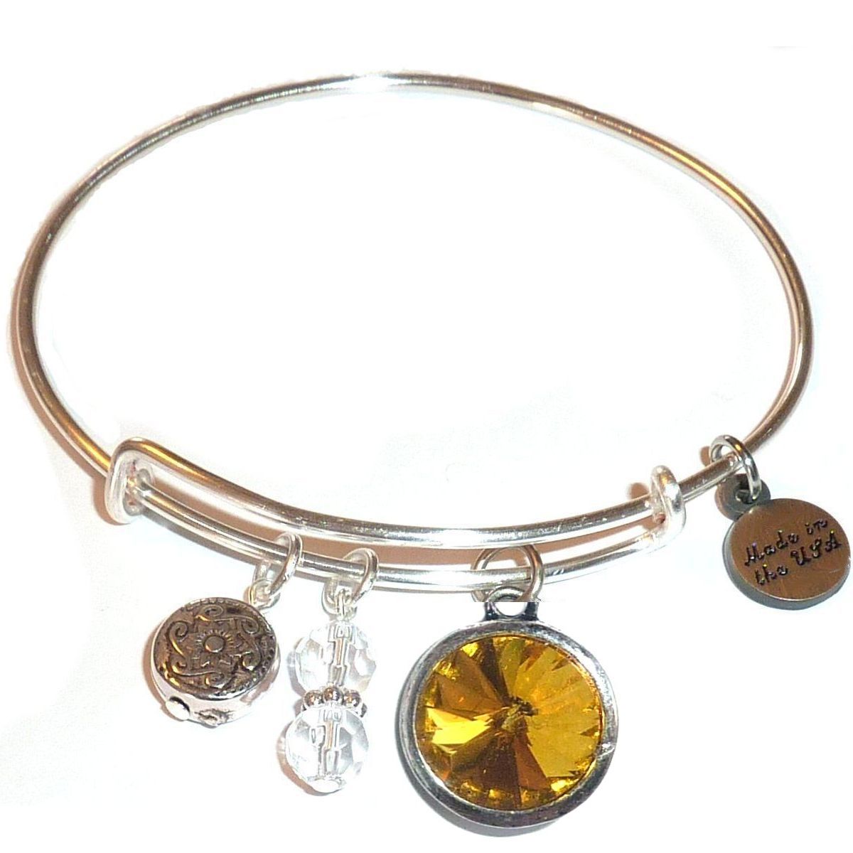 November - Birthstone Bangle Bracelet - Expandable Wire Bracelet– Comes in a gift box