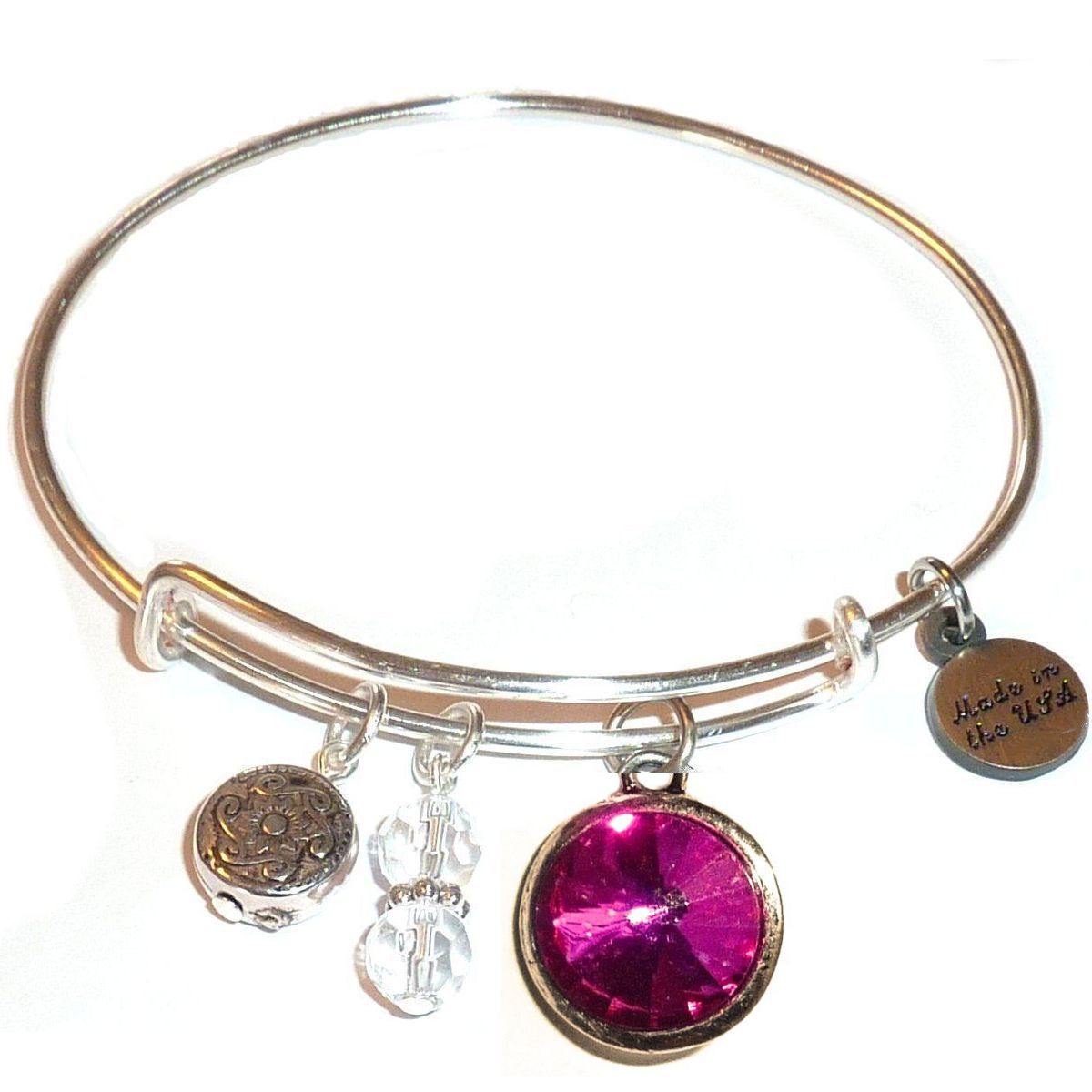 October - Birthstone Bangle Bracelet - Expandable Wire Bracelet– Comes in a gift box