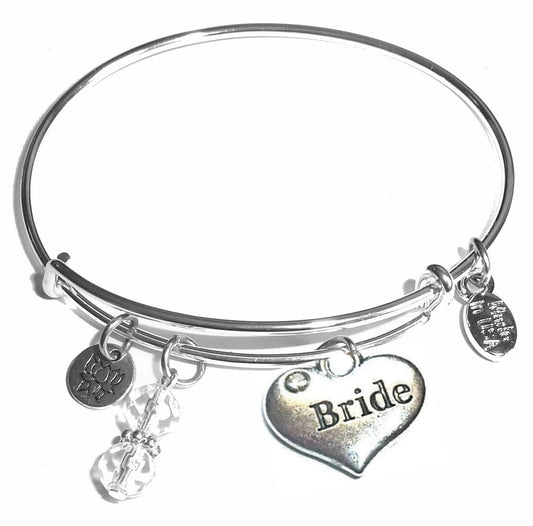 Bride - Message Bangle Bracelet - Expandable Wire Bracelet– Comes in a gift box