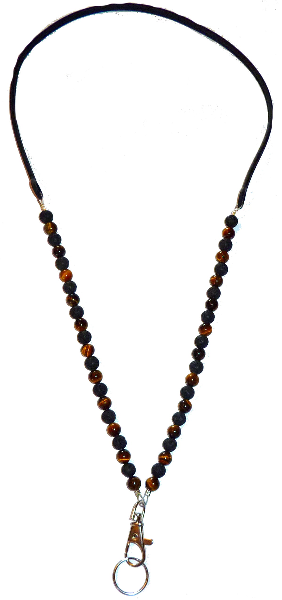 Tiger Eye Beaded Cell Phone Lanyard - Silicone Strap