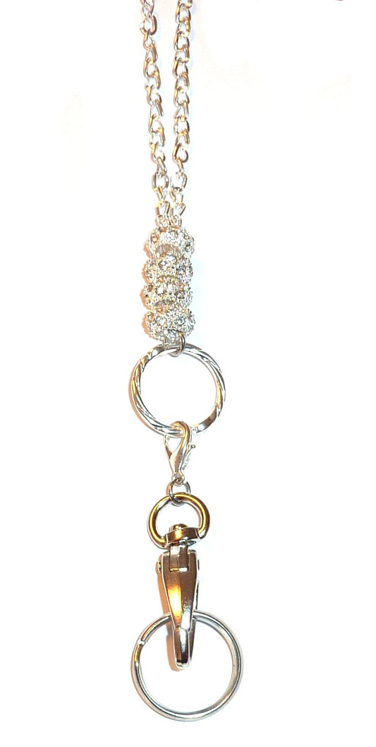 Chain White Bling Fashion Lanyard 34" Breakaway Magnetic Clasp