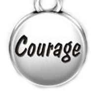 Pewter Silver Tone Message Charm - Courage