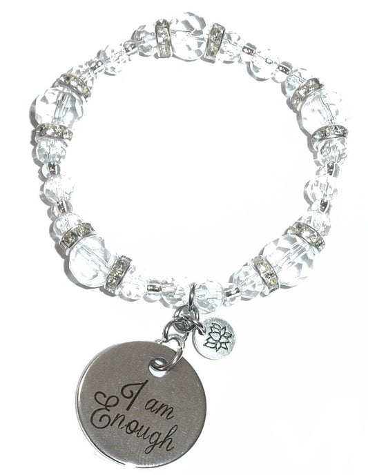 I Am Enough Charm Bracelet - Crystal Stretch