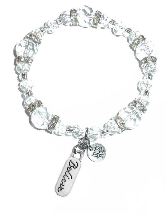 Believe Charm Bracelet - Crystal Stretch