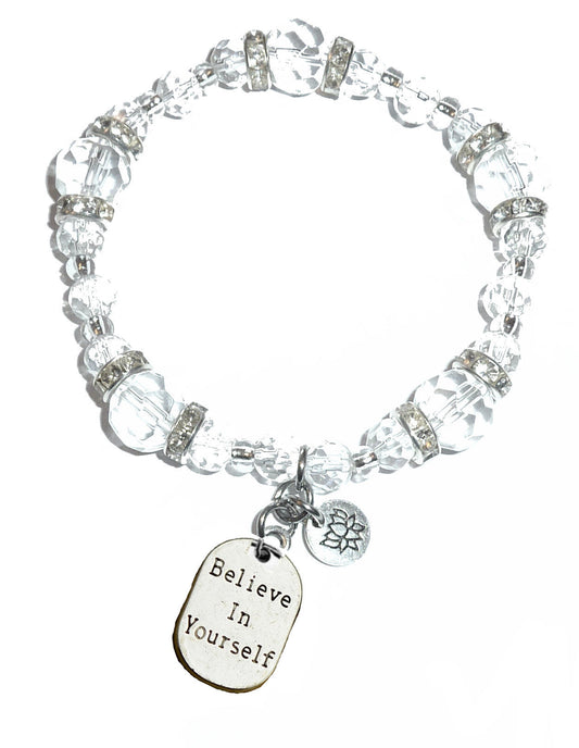 Believe In Yourself Charm Bracelet - Crystal Stretch