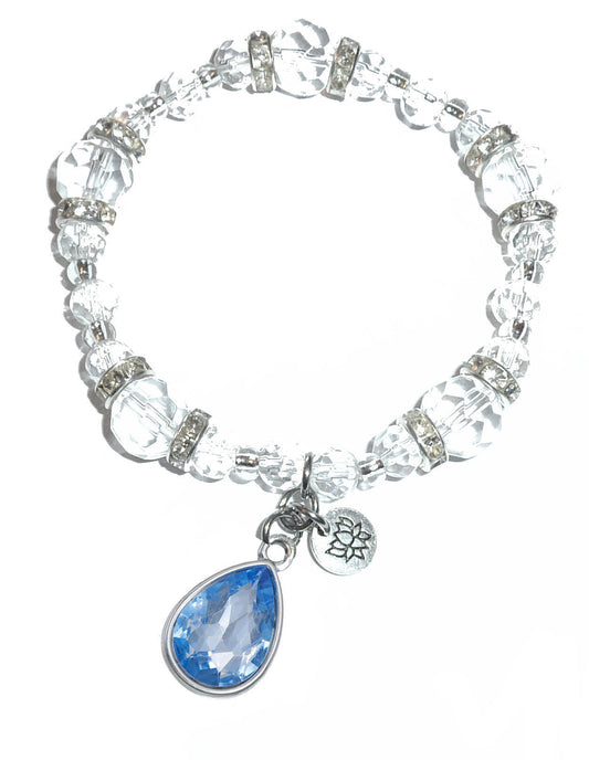 December Birthstone Charm Bracelet - Crystal Stretch