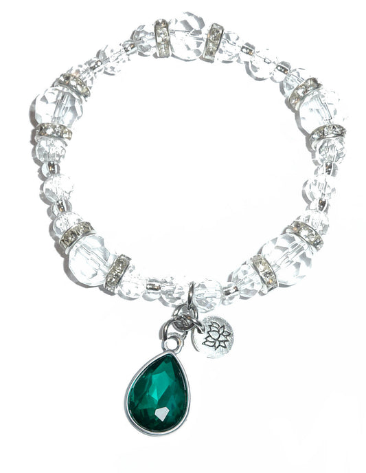 May Birthstone Charm Bracelet - Crystal Stretch