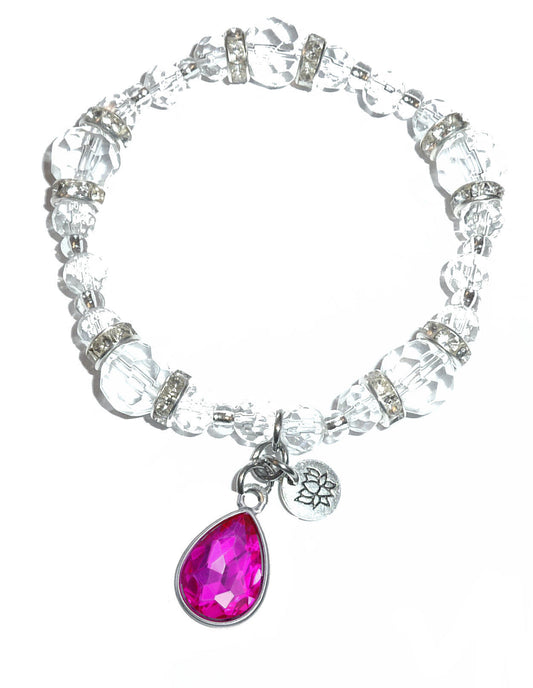 October Birthstone Charm Bracelet - Crystal Stretch