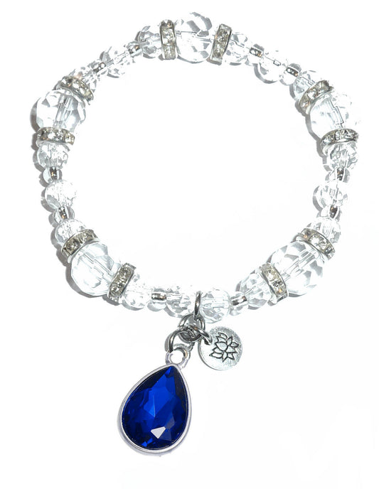 September Birthstone Charm Bracelet - Crystal Stretch