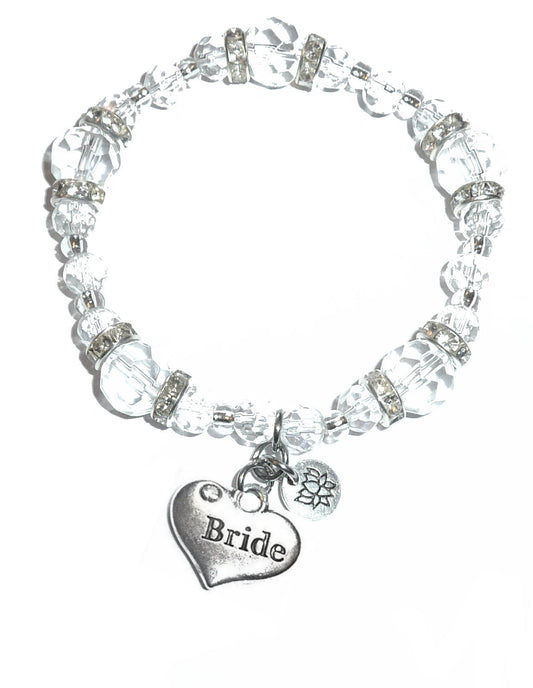 Bride Charm Bracelet - Crystal Stretch