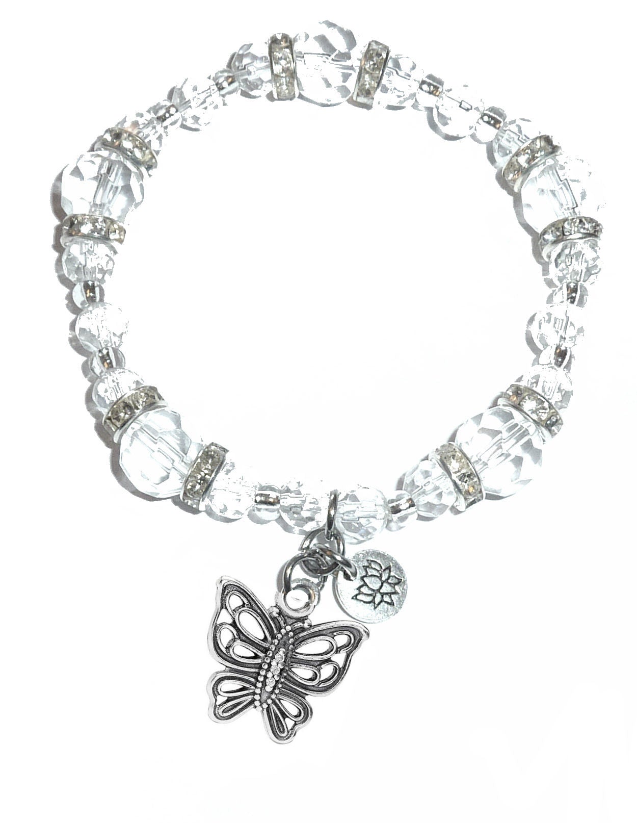 Butterfly Charm Bracelet - Crystal Stretch