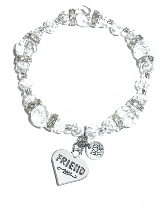 Friend Charm Bracelet - Crystal Stretch