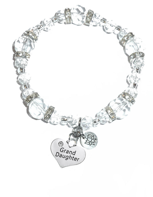 Granddaughter Charm Bracelet - Crystal Stretch