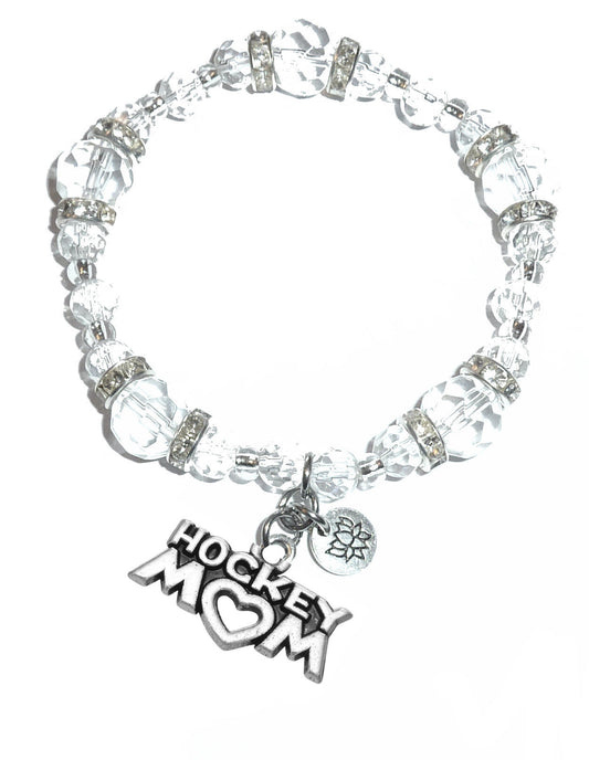 Hockey Mom Charm Bracelet - Crystal Stretch