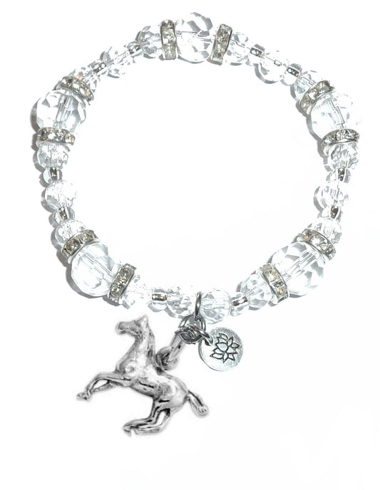 Horse Charm Bracelet - Crystal Stretch