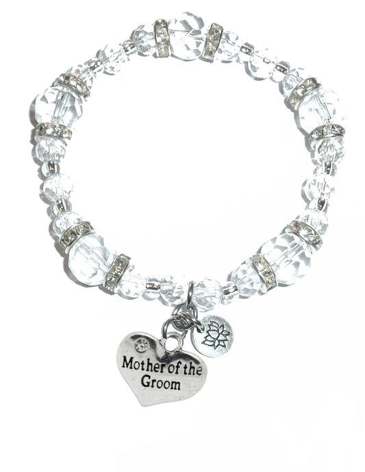 Mother Of The Groom Charm Bracelet - Crystal Stretch