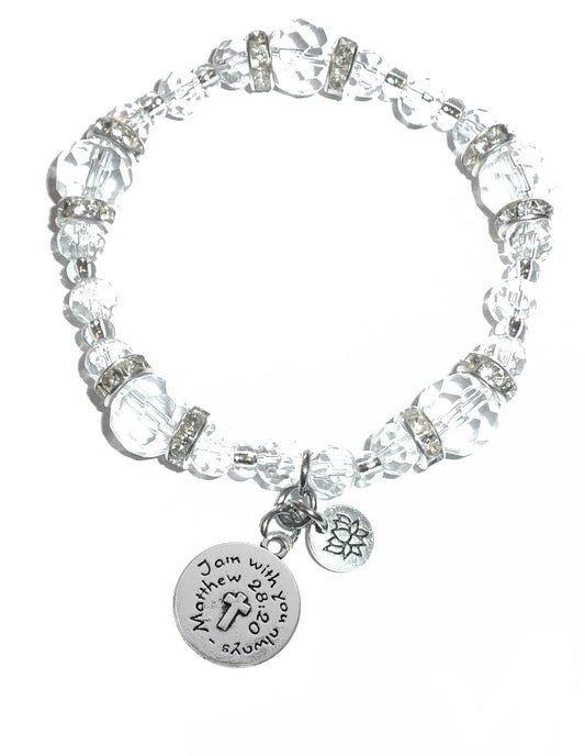 I Am With You Always Charm Bracelet - Crystal Stretch