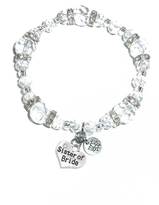 Sister Of The Bride Charm Bracelet - Crystal Stretch