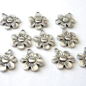 Pewter Silver Tone charm - Flower