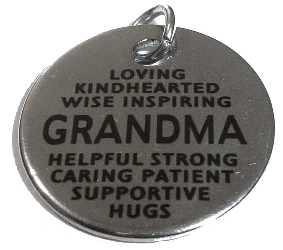 Pewter Silver Tone charm - Grandma - Loving Kind hearted Wise Inspiring