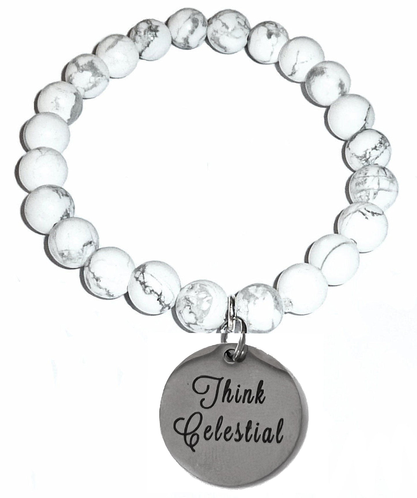 Think Celestial. Howlite Bracelet - Stretch Charm Bracelet