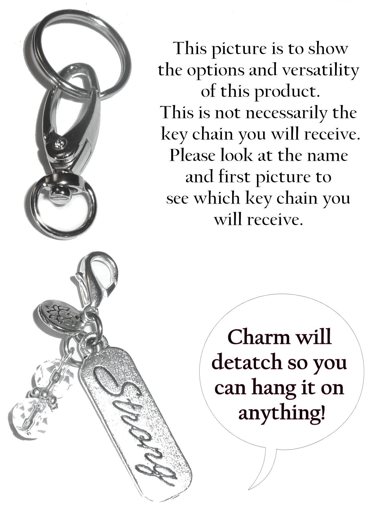(Flower) Charm Key Chain Ring, Women's Purse or Necklace Charm, Comes in a Gift Box!